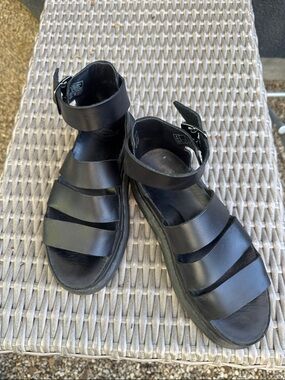 Dr. Martens Black Triple-Strap Platform Women's Sandals